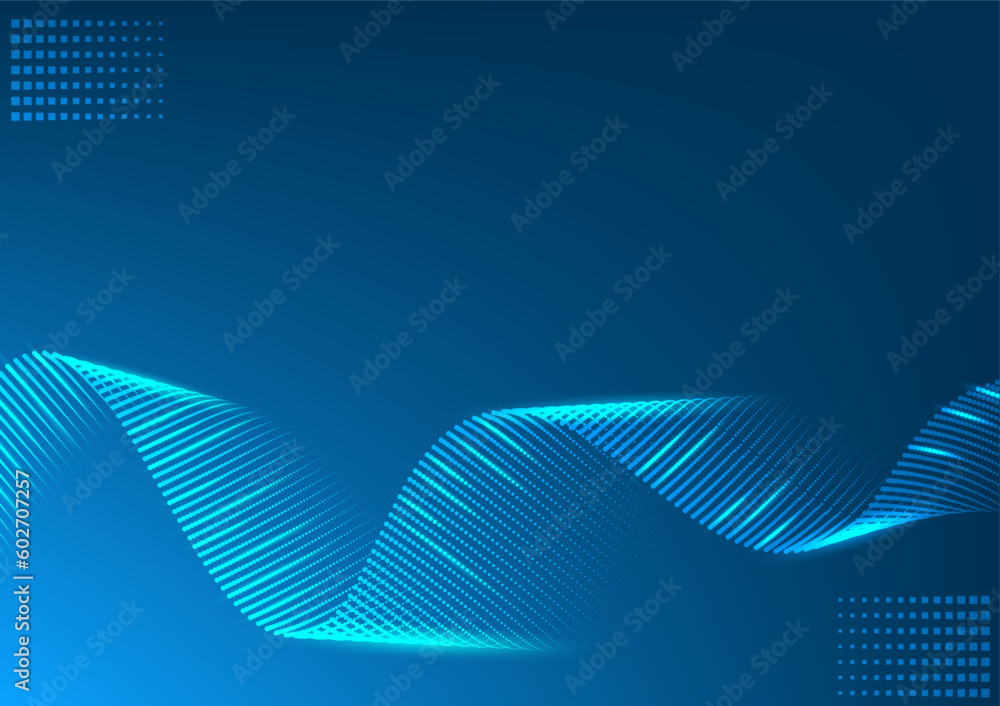 Fototapeta premium Wavy blue technology vector background 