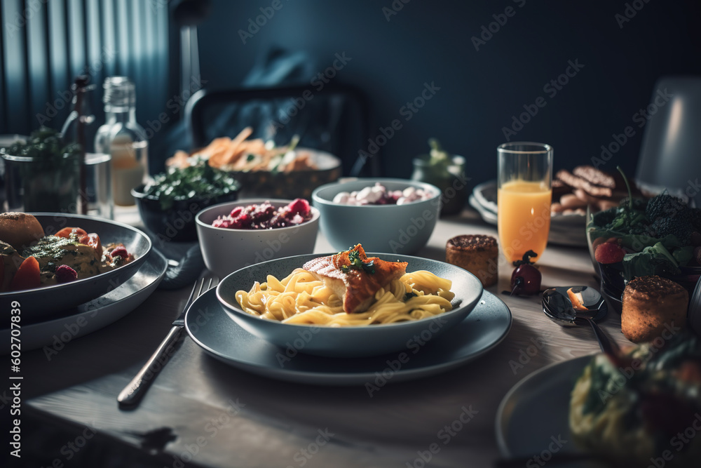 Appetizing italian pasta with vegetables on a plate Appetizing italian pasta with vegetables on a plate
