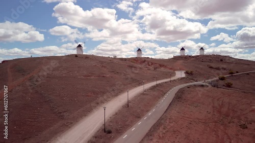 Aerial view of Don Quixote Windmills In Spain