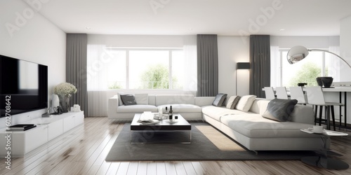 Chic Modern Living Room Interior AI Generated Generative AI