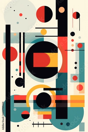 Abstract Harmony: Kandinsky's Spirit with a Touch of Mondrian's Boldness. Generated by AI