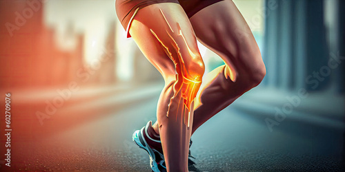 Runner's knee injury doing sport 