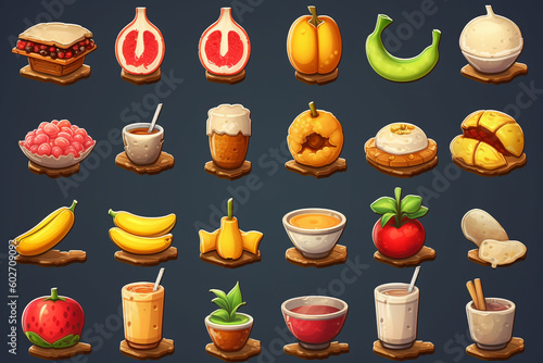 set of Japanese food icons