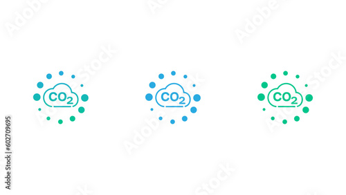 CO2 Carbon dioxide cloud and dots. Carbon footprint concept. Vector illustration template.