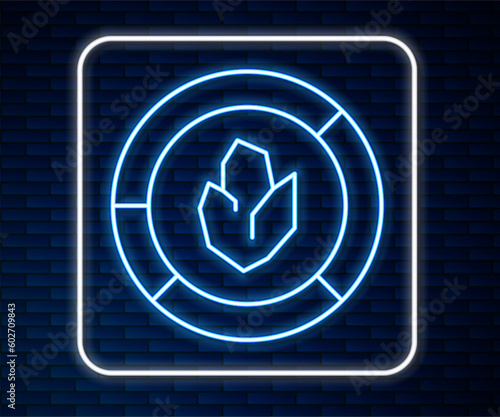Glowing neon line Agricultural soil test and results icon isolated on brick wall background. Digital soil analysis. Vector