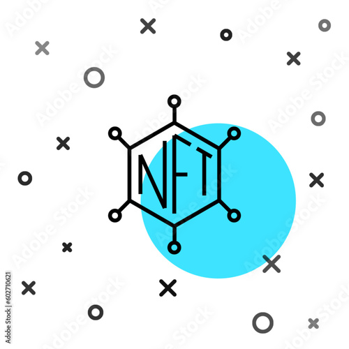 Black line NFT blockchain technology icon isolated on white background. Non fungible token. Digital crypto art concept. Random dynamic shapes. Vector