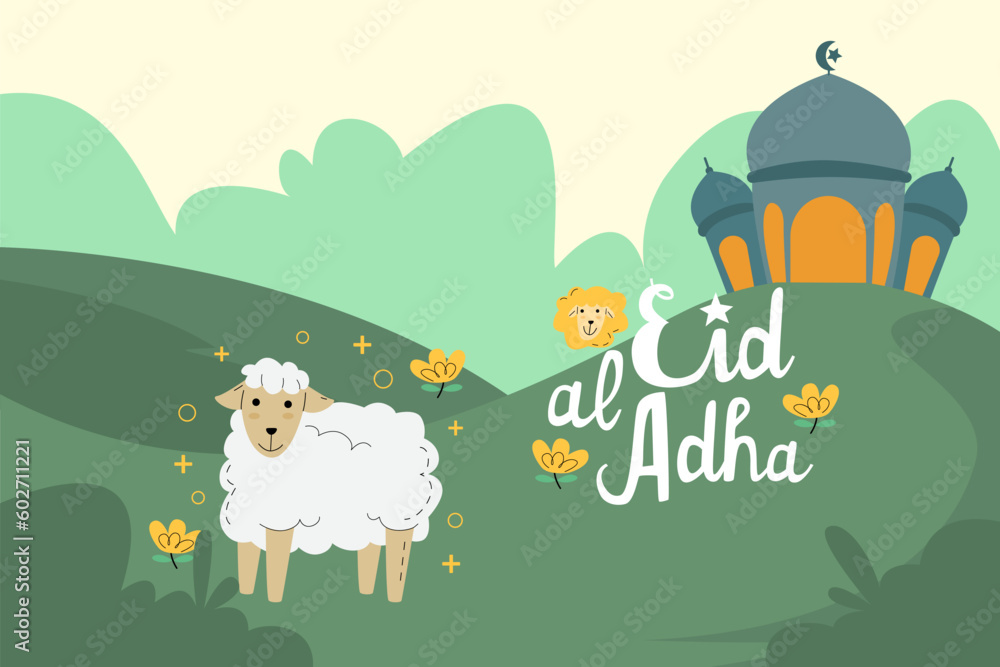 Eid Mubarak Eid Ul Adha Mobarak and mosque illustration Eid Mubarak Eid Ul Adha Mobarak and mosque illustration