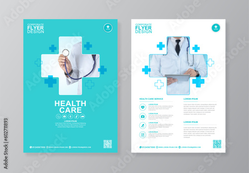 Corporate healthcare and medical cover and back page a4 flyer design template for print
