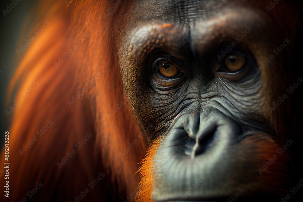 close up of an orang utan