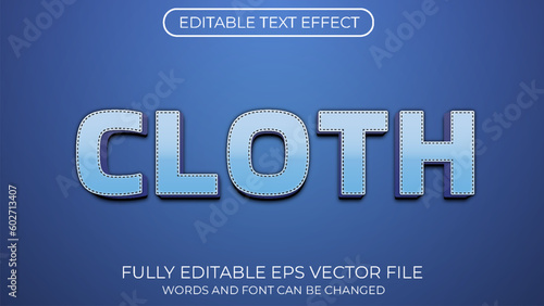 Cloth editable text effect. denim style editable text effect