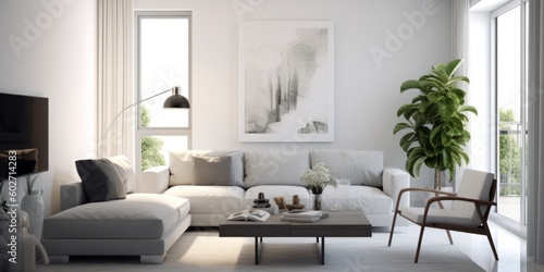 Chic Modern Living Room Interior AI Generated Generative AI © ArquitecAi