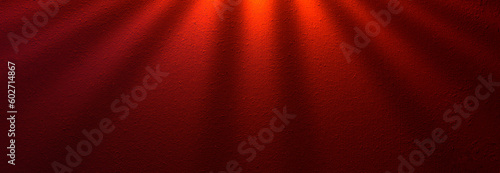 Fringes of light on a red metal surface. Red industrial background for banner