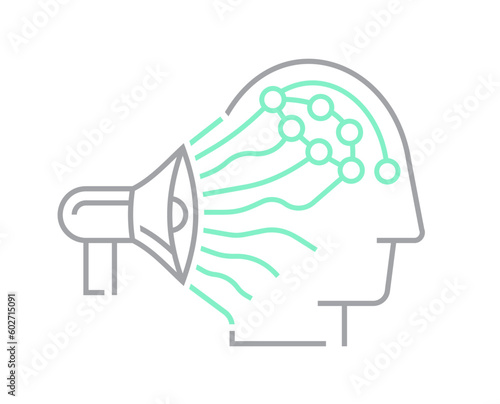 Brain washing icon, pictogram. Propaganda, disinformation concept.