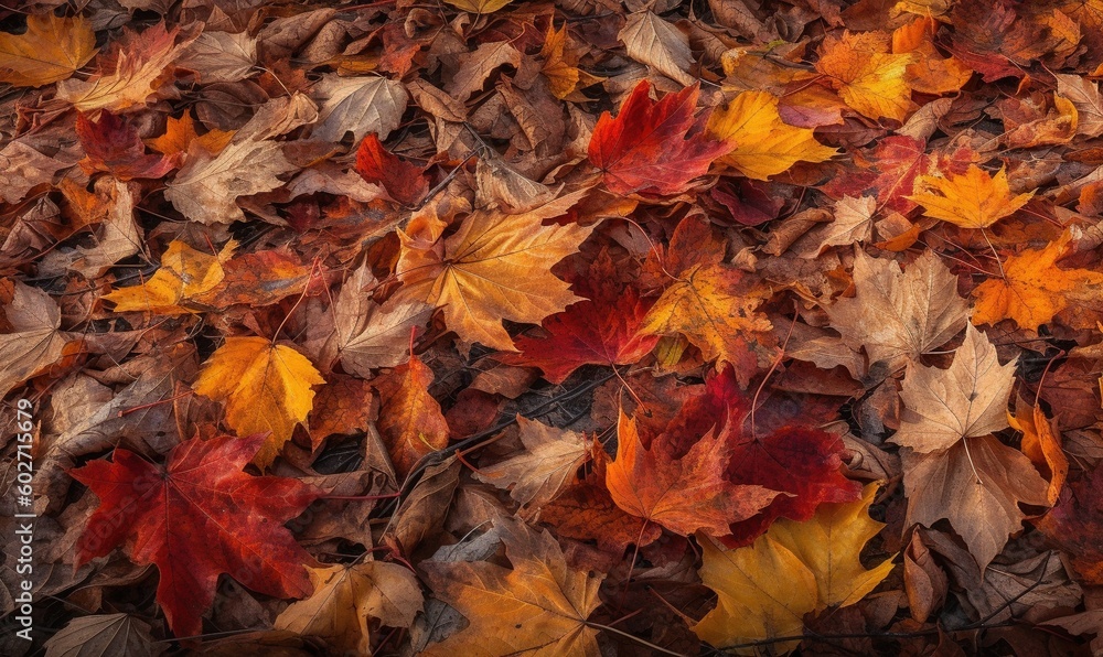 a bunch of leaves that are laying on the ground together. generative ai a bunch of leaves that are laying on the ground together. generative ai