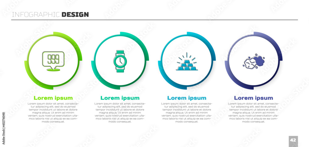 Set Gold bars 24k, Wrist watch, and nugget. Business infographic template. Vector Set Gold bars 24k, Wrist watch, and nugget. Business infographic template. Vector