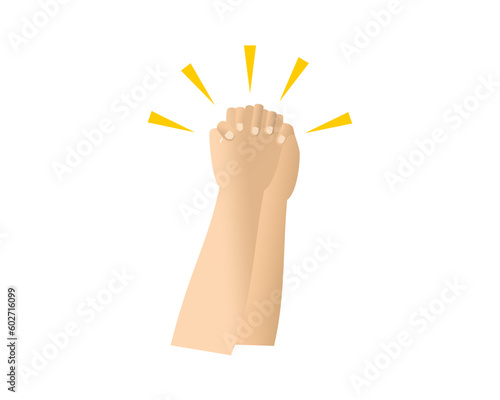 Vector of gesture hands praying with aura effect