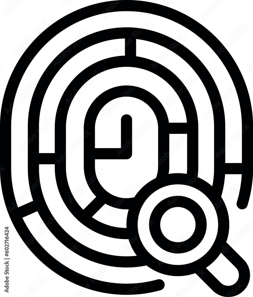 Search fingerprint icon outline vector. Privacy touch. Human lock