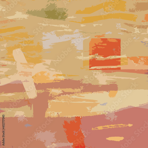 Vecteur à partir d'une Illustration numérique abstraite, motif paysage vue du ciel, carrés et lignes, oeuvre d'art moderne, couleurs jaune vert doré, automne