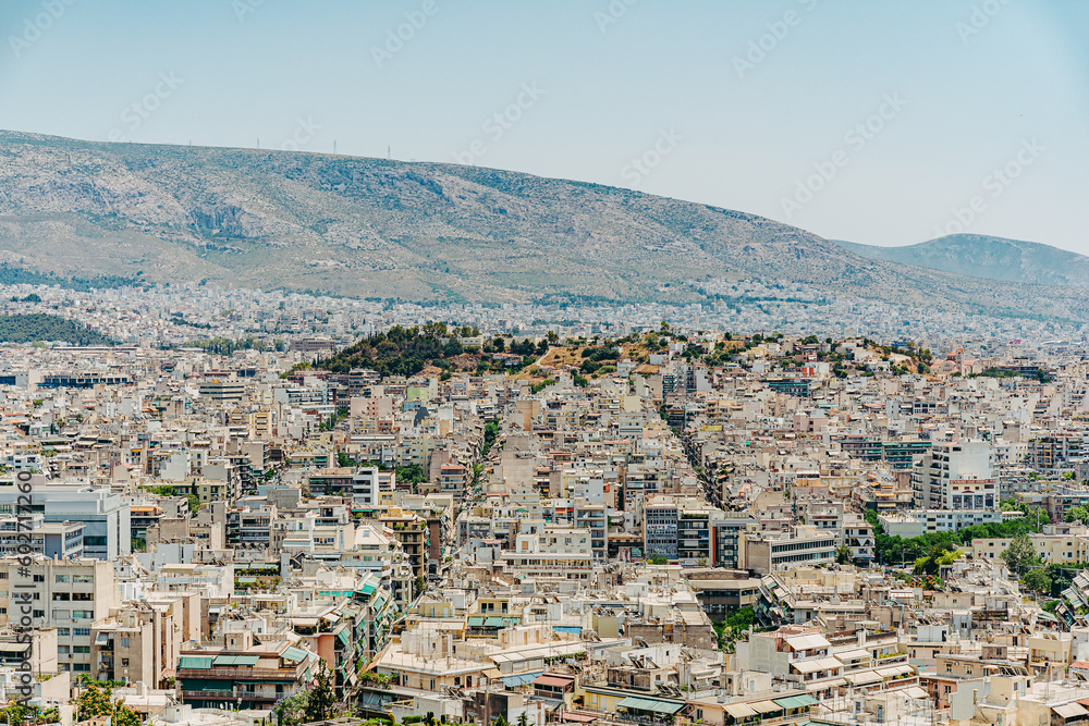 view of the city with mountain