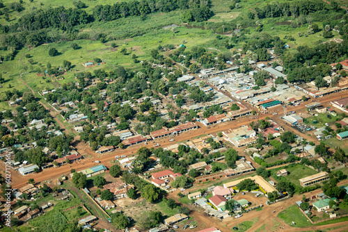 Aerial view of the small city of Torit in South Sudan  Africa