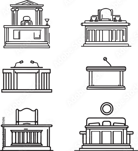 Court Elements Vector line art silhouette