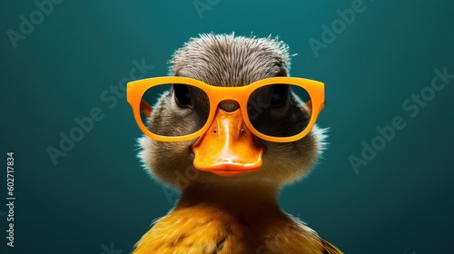 The Quacky Scholar: A Duck's Intellectual Look. Generative AI photo