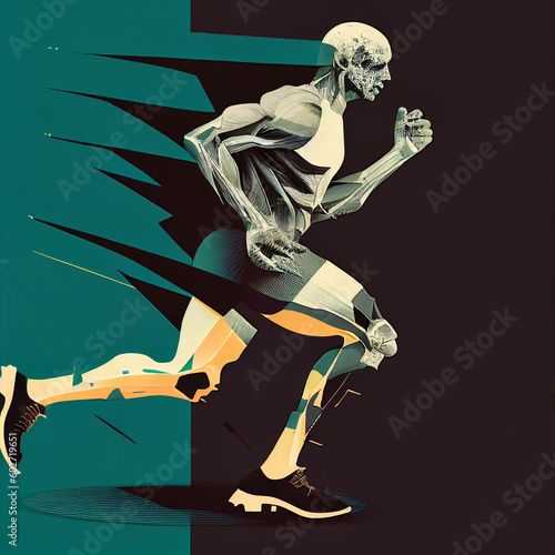 Silhueta de homem atleta correndo IA generativa photo