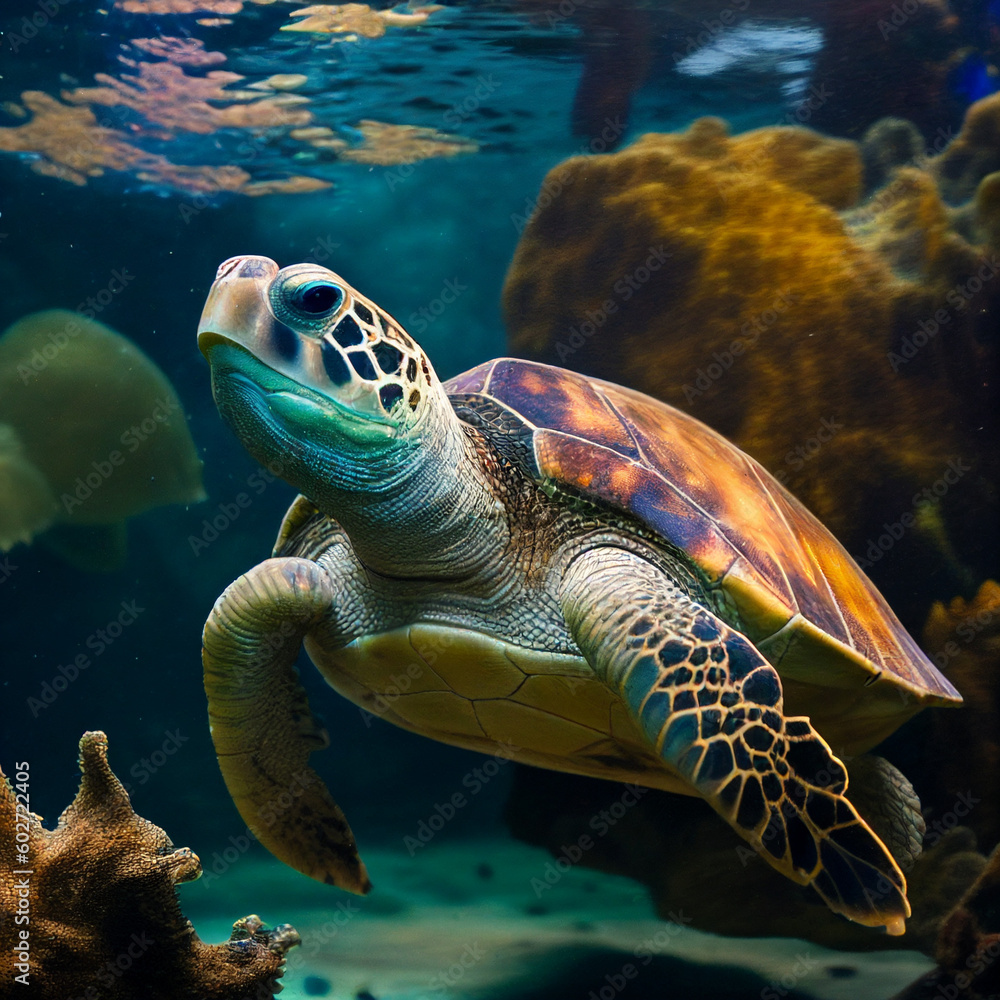 Fototapeta premium sea turtle swimming in the ocean