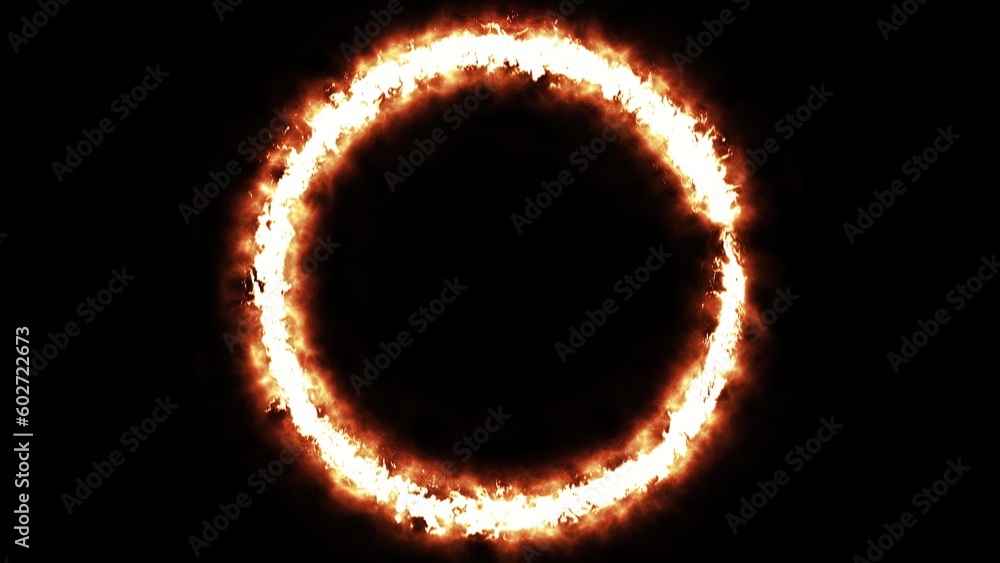 Naklejka premium Blazing ring of fire in space