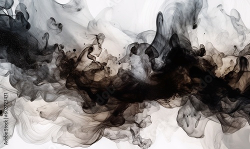  a black and white photo of smoke on a white background. generative ai © Anna