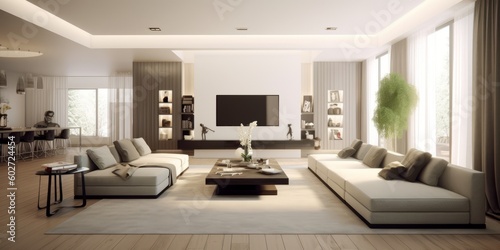 Chic Modern Living Room Interior AI Generated Generative AI