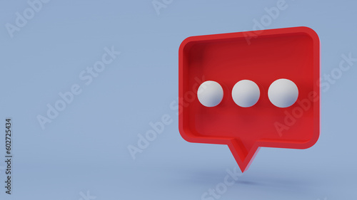 caja roja con un símbolo de charla en 3d en fondo de color