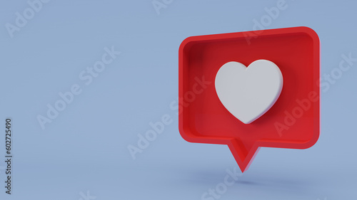 caja roja con un símbolo de corazon en 3d en fondo de color