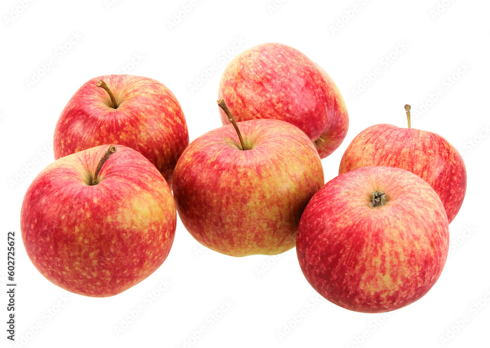 Group of red-yellow apples. Isolated on white background. Focus located where it works best. Close-up. Group of red-yellow apples. Isolated on white background. Focus located where it works best. Close-up.