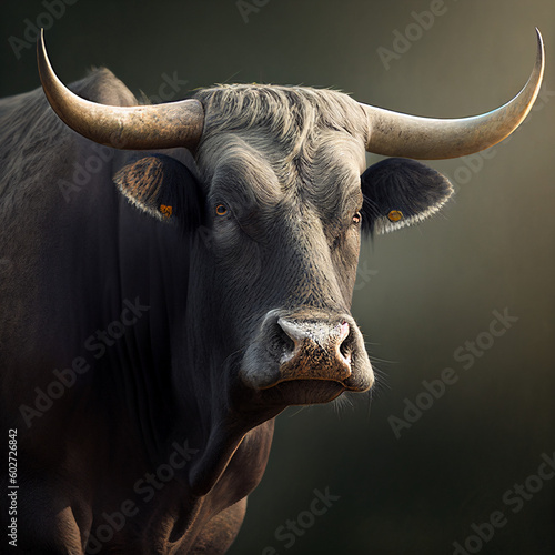 portrait of a bull dark background