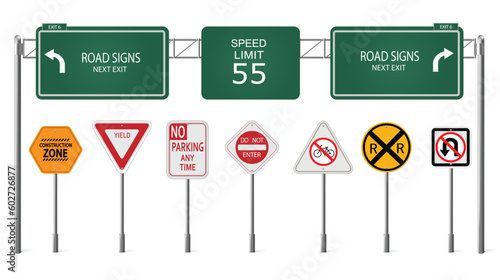 Road signs collection and caution board collection