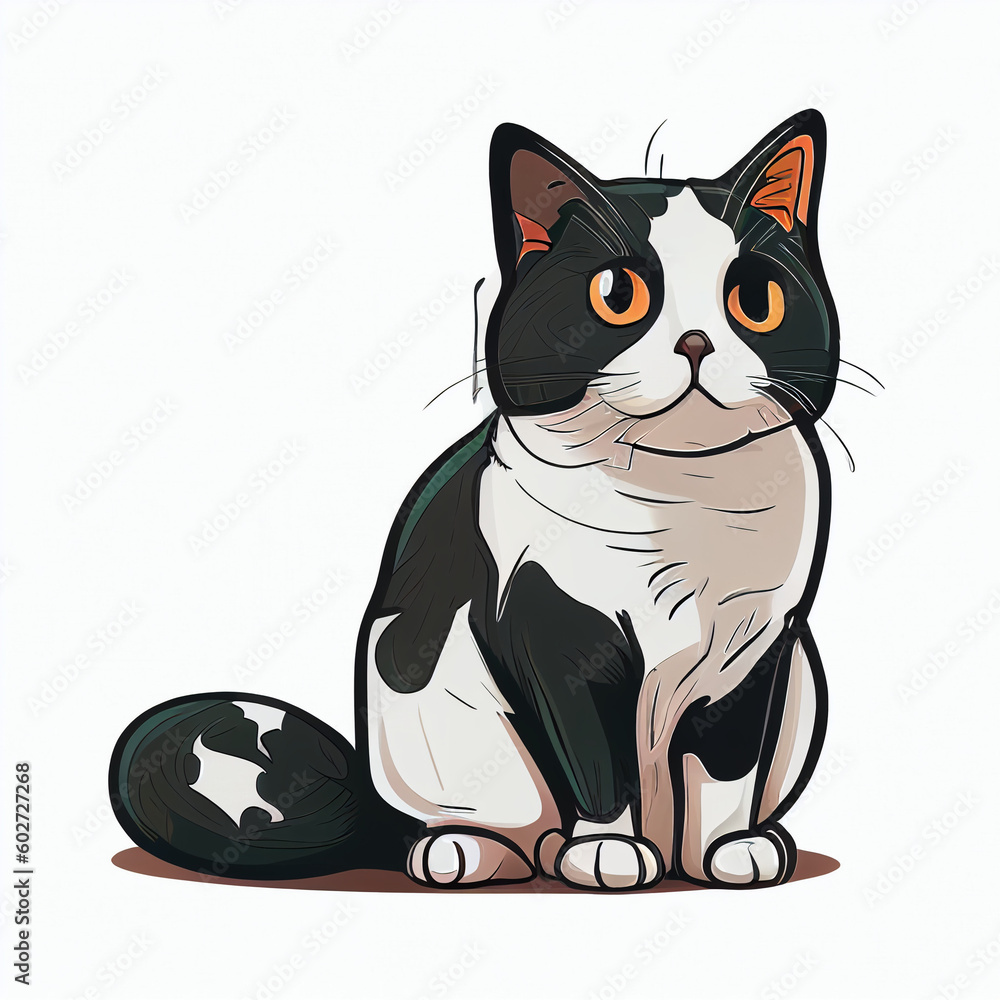 Ilustração de um animal doméstico gato em um fundo branco IA generativa Ilustração de um animal doméstico gato em um fundo branco IA generativa
