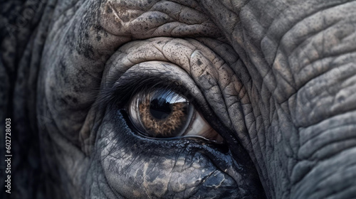 Beautiful eye portrait of a majestic elephant, Generative AI © PaputekWallArt