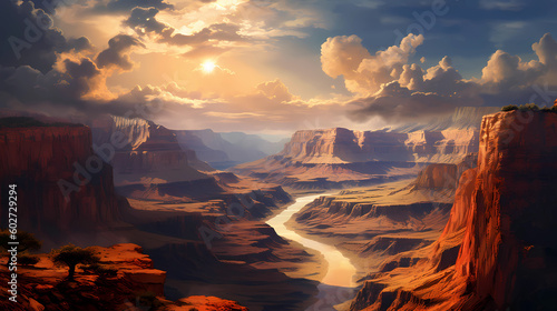Illustration of a beautiful view of the canyon, USA © Aleh Varanishcha