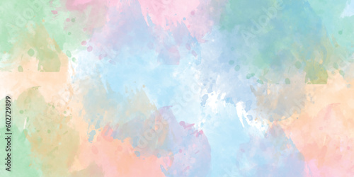 Abstract gradient colorful watercolor background on white paper texture. Abstract banner and canvas design, texture of watercolor.