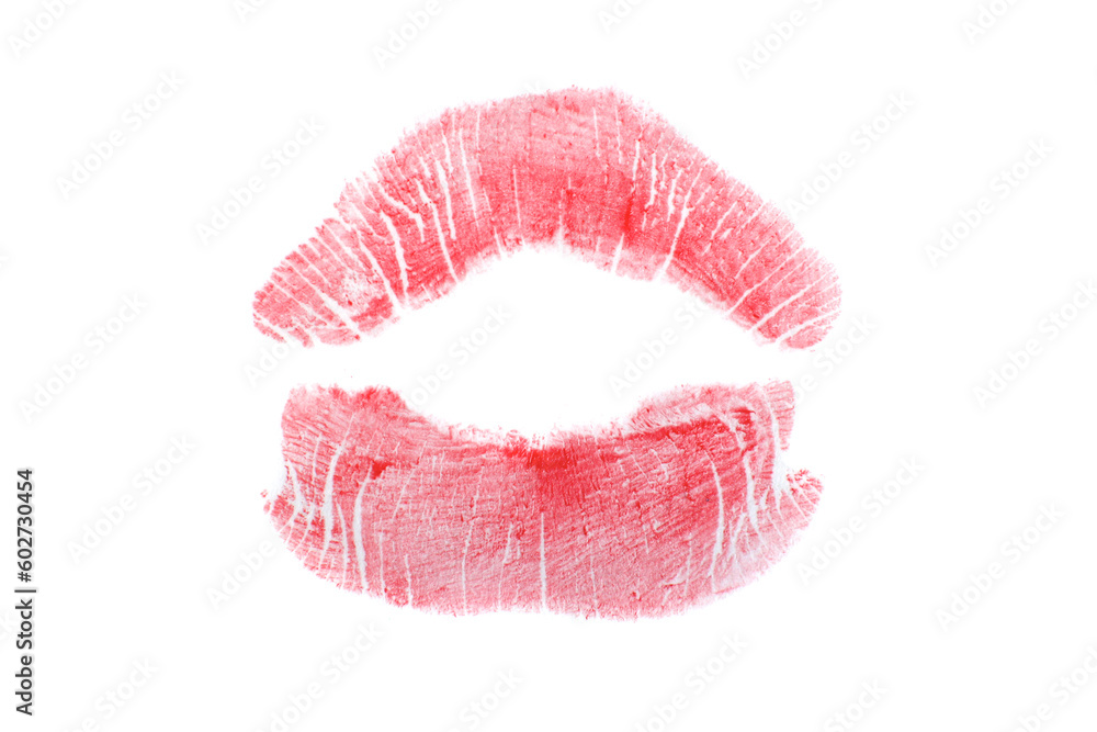 beautiful red lips kiss print isolated on white