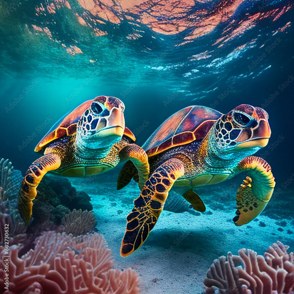 Obraz premium sea turtle swimming ai generated 