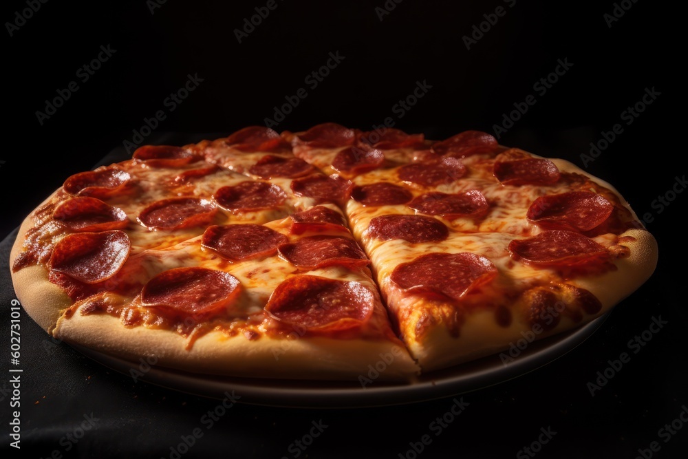 The pizza on isolated black background with Ai Generated The pizza on isolated black background with Ai Generated