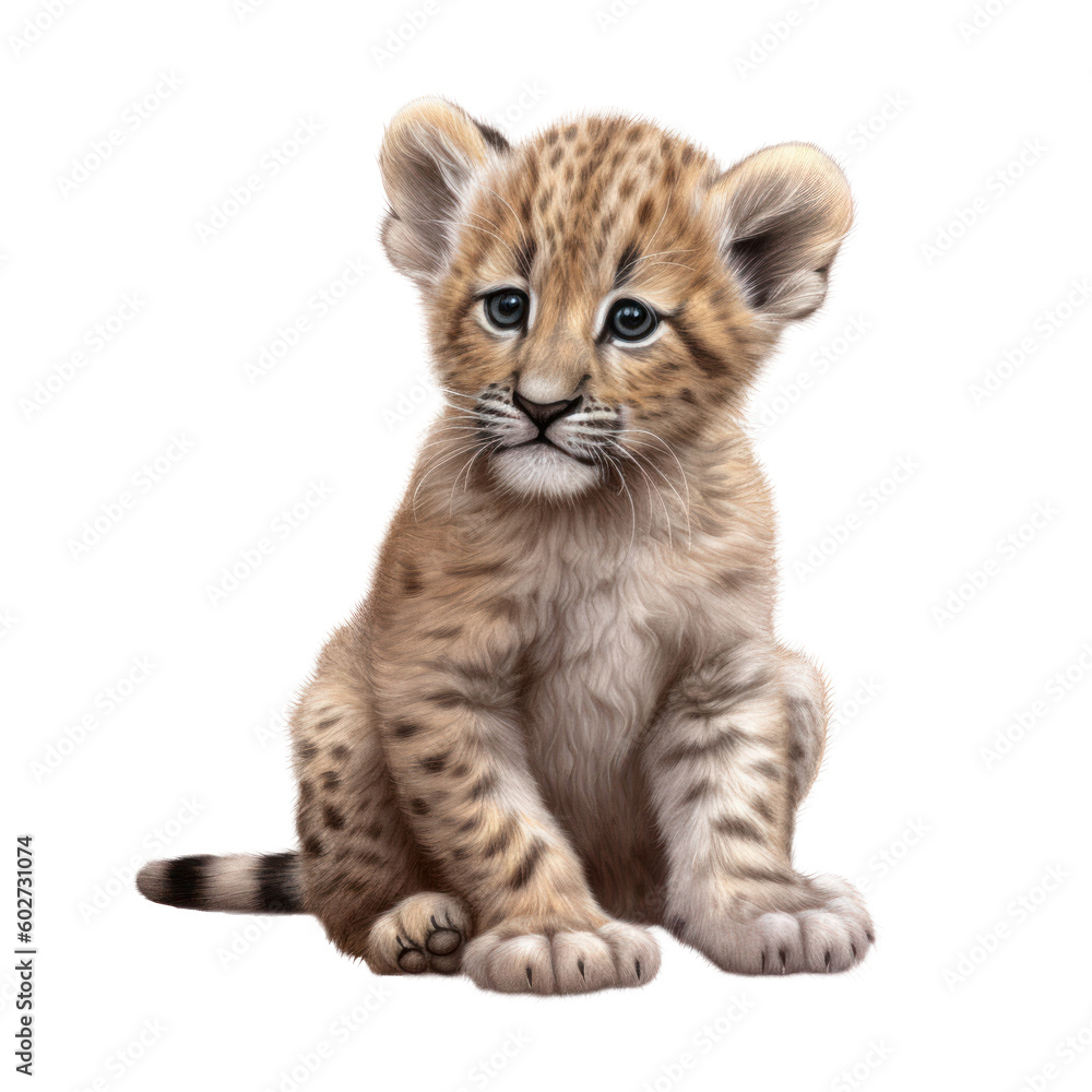 Obraz premium Uroczy mały gepard, Ilustracja bez tła, png, wygenerowane przez AI