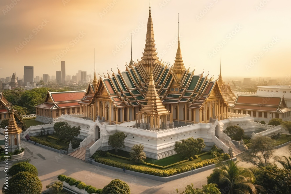Wat Phra Kaew Bangkok, Thailand temple with Ai Generated