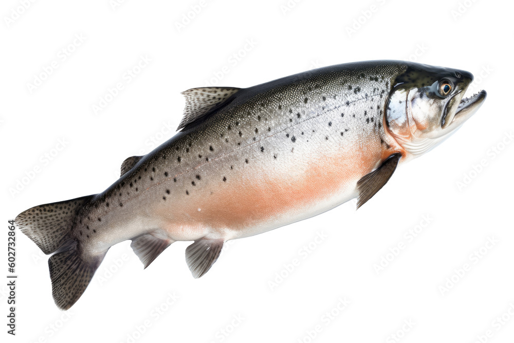 Fresh raw Salmon isolated on clear background the popular fish for making sashimi Japanese food, marine animal, clip art, diversity of animals, with Generative AI. Fresh raw Salmon isolated on clear background the popular fish for making sashimi Japanese food, marine animal, clip art, diversity of animals, with Generative AI.