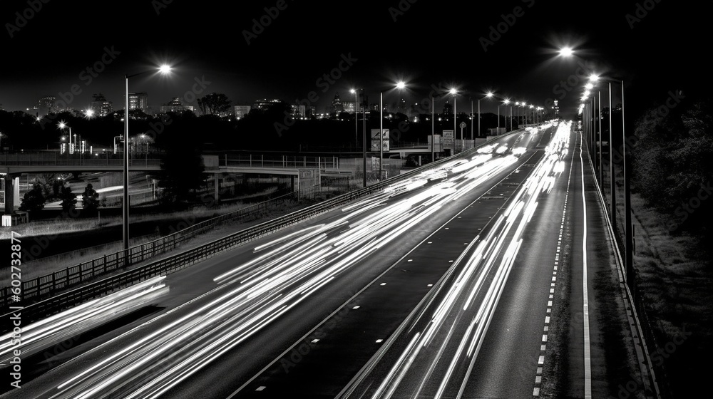 Lightspeed, urbam traffic. roads in the night.