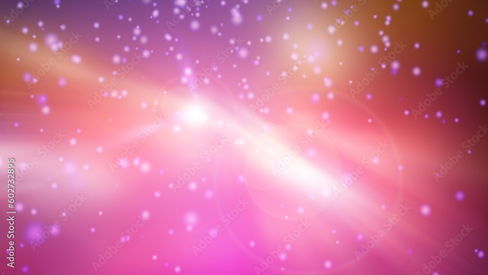 Light rays move through many shiny dots, bright background, 3d computer generated illustration