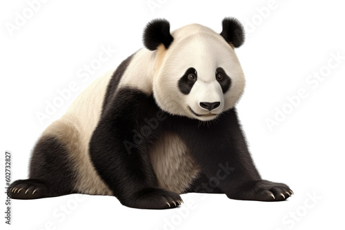 Panda bear isolated on clear background, endangered bears specie, the wild animal with black and white hair, with Generative AI.