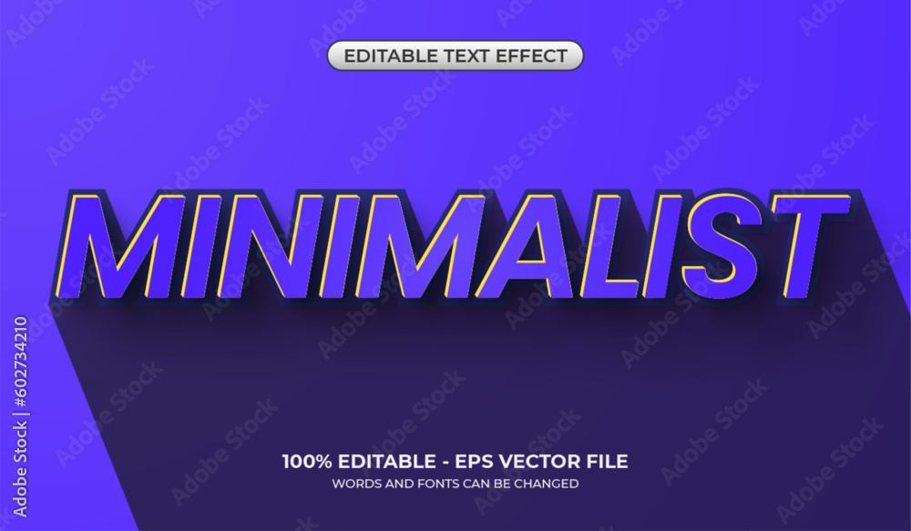 Minimalist and simple text effect with long shadow effect. Editable blue graphic styles
